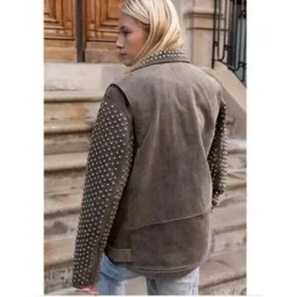 Free People Valentina Studded Moto Jacket L - Picture 3 of 4